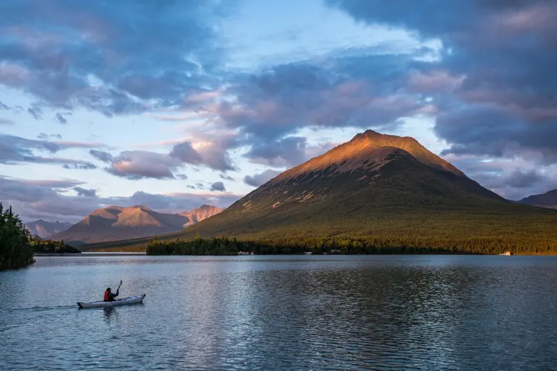 kayacking on lake clark alaska